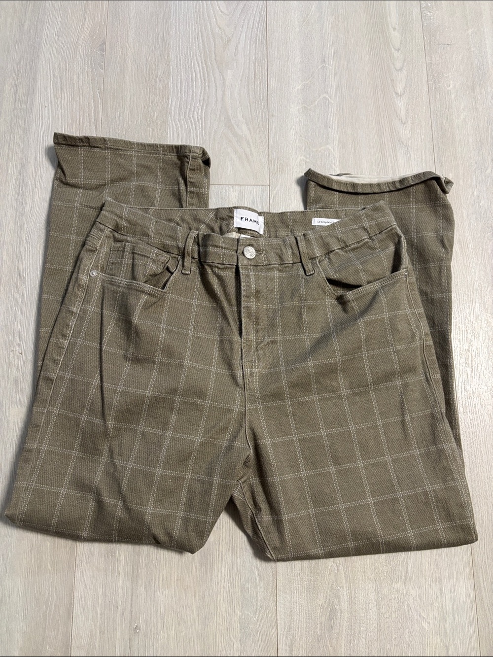 🔥BUNDLESALE Mens 33/28 FRAME Le Crop Mini Boot Plaid Straight Leg Pants Jeans